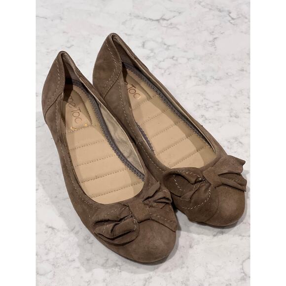 Me Too Women’s Martina Leather Suede Bow Front Slip On Ballet Shoe Size 8 Brown - Picture 1 of 7